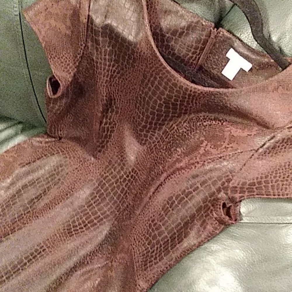 Brown Chico's Crocodile Pattern Dress